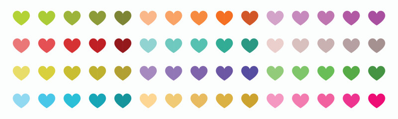 Set of heart design colorful icons. Collection of colorful heart icons EPS10 - Stock Vector