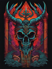 illustration face evil death skull tshirt design