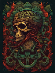illustration face evil death skull tshirt design