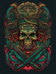 illustration face evil death skull tshirt design