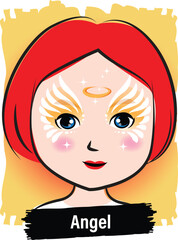 Face-Painting Creative Card Design- Angel- Wings