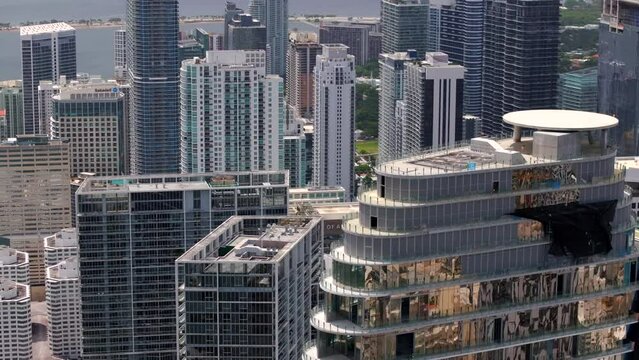 Aerial stock footage Brickell Miami 2023