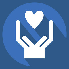 Fototapeta premium Icon Kind. related to Volunteering symbol. long shadow style. Help and support. friendship