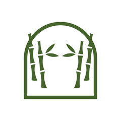 Tropical Bamboo Forest Logo, Tree Trunk and Leaf Design, Vector Illustration Symbol