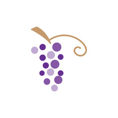 Grape Logo, Garden Vector, Fresh Purple Fruit, Wine Brand Design, Simple Illustration Template