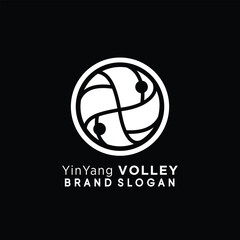 Yin Yang Volley ball logo with creative unique design premium vector