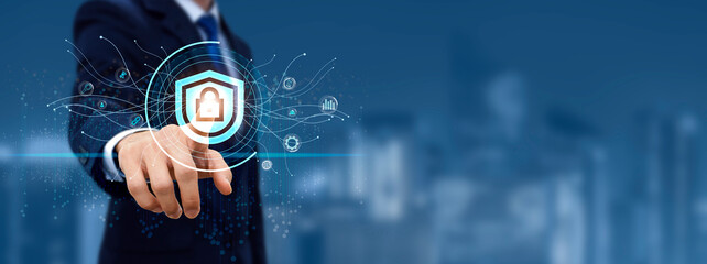 Cyber security and protection of private information and data concept. financial data to protect...