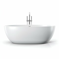 Sleek Modern Ceramic Bathtub for Relaxation. Generative ai