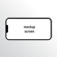 Realistic smartphone screen mockup with shadow on top of devices punch hole with 2 camera landscape. Vector illustration with high detail. Black White