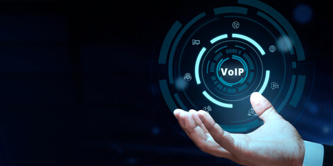 VOIP Global Communications Connectivity Business Information Web Technology. Voice over IP - phone...