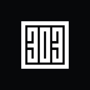 Number 303 square logo design template, rectangle monogram logo
