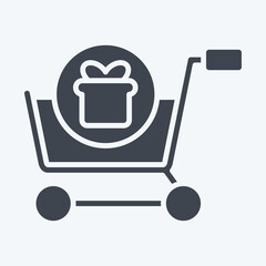 Icon Buy With Gift. related to Online Store symbol. glyph style. simple illustration. shop