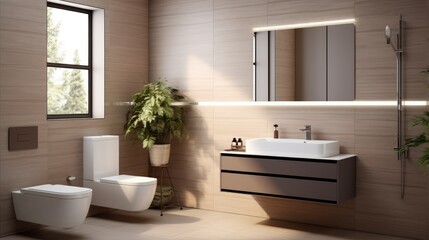 Fototapeta na wymiar interior with bathtub and shower