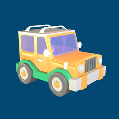 3D icon safari jeep rendered isolated on the colored background