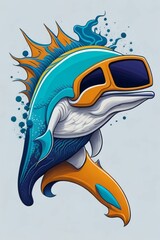 Fototapeta premium detailed illustration of a Dolphin for a t-shirt design, wallpaper, and fashion