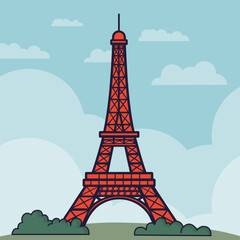 Fototapeta na wymiar Eiffel tower icon illustrations isolated on the colored background