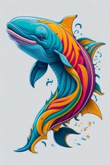detailed illustration of a Dolphin for a t-shirt design, wallpaper, and fashion