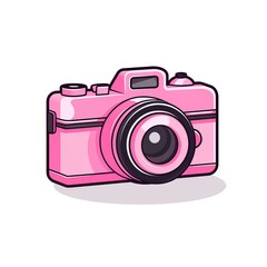 Simple pink camera icon. Minimalistic. Generative AI.