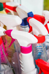 Empty plastic bottles for storing detergents