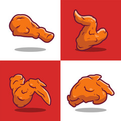 Fresh Fried Chicken isolated on white