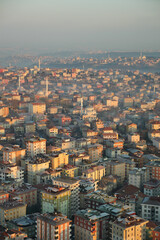 Arial View of Istanbul Asian Side Urban building blocks