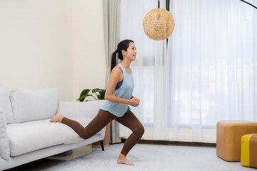 Woman do squat at home