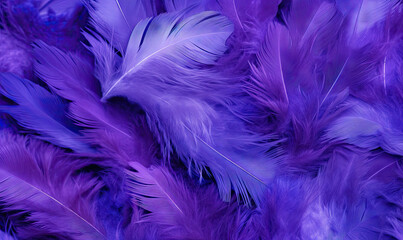 Obraz premium Seamless pattern with feathers background. Purple bird feathers. For banner, postcard, book illustration. Created with generative AI tools