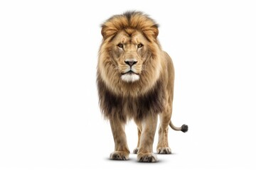 Obraz premium A lion is walking on a white background, created by Generative AI