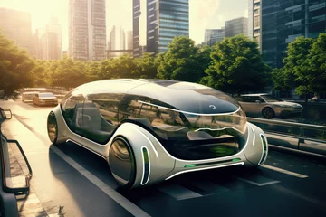 Foto op Plexiglas future electrical cars run on road, generative AI © Kien