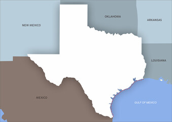 A map of the state of Texas in stark white