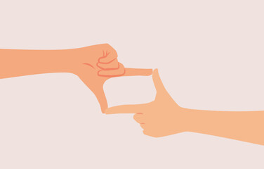 Hands Making a Framing Gesture Vector Cartoon illustration. Creative director making a frame sign using nonverbal communication 

