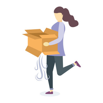 Girl with empty box illustration useable for both ios android and web