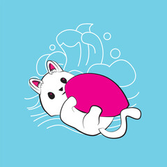 cat vector illustration with japanese style background
