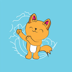 cat vector illustration with japanese style background