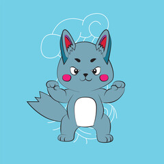 wolf vector illustration with japanese style background