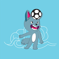 wolf vector illustration with japanese style background