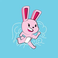 bunny with japanese style background illustration logo