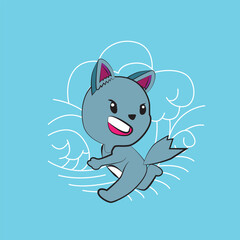 wolf vector illustration with japanese style background