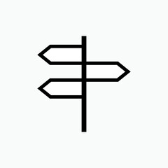 Signpost Icon. Sign Pole, Pointing Board Symbol - Vector.