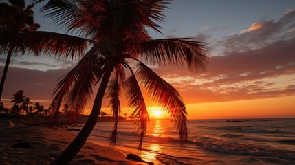 Sunset on palm