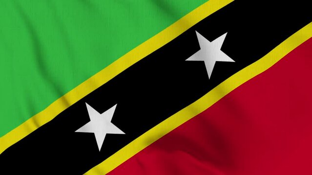  Saint Kitts and Nevis Flag Waving Slowly Looped