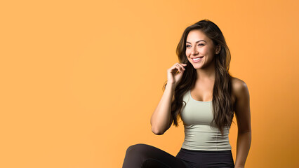 Portrait of beautiful woman doing fitness exercises, healthy concept