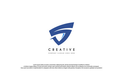 Simple Shield Letter S, Flat Logo Template
