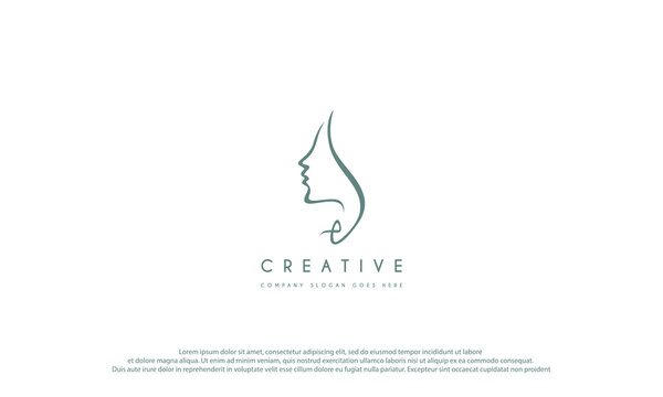 Woman face logo design vector illustration. Woman face suitable for beauty and cosmetic company logos.