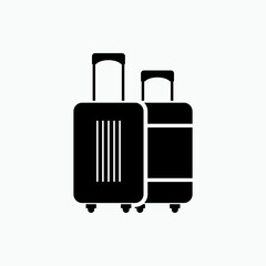 Luggage Icon. Traveller Symbol. Holiday Time Equipment. Presented in Glyph Style. 