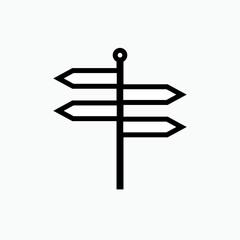 Signpost Icon. Sign Pole, Pointing Board Symbol - Vector.