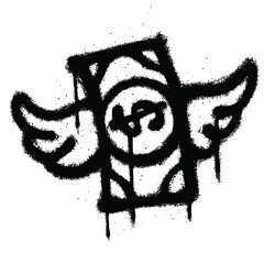 Graffiti spray paint Symbol Money Wings Isolated Vector
