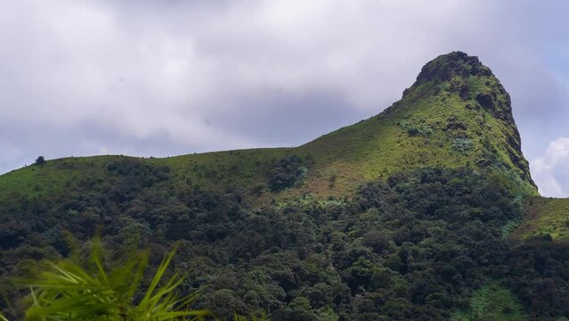 timelapse of clouds over  mountains at Ettina bhuja Trek. Ettina bhuja view point Mudigere Karnataka India.