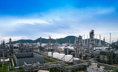 oil refinery oil and gas industry Petrochemical plant area and energy concept factory oil storage tank