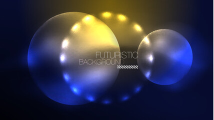 Circles with bright neon shiny light effects, abstract background wallpaper design